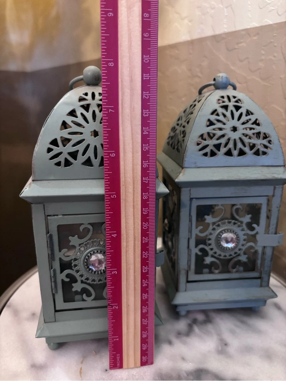 Pier 1 Imports Decorative Metal Lanterns with Crystal Accent - Set of 2